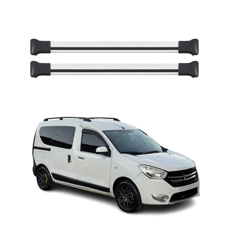 Dachträger Grundtäger für Dacia Dokker 2012-2021 75kg Aluminium Silber 2tlg