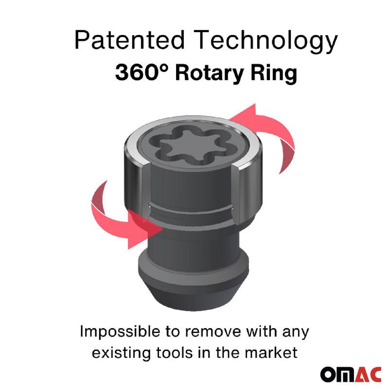Radschloss Radschrauben Satz für Peugeot 4007 2008-2013 Silber 4x M12X1.5