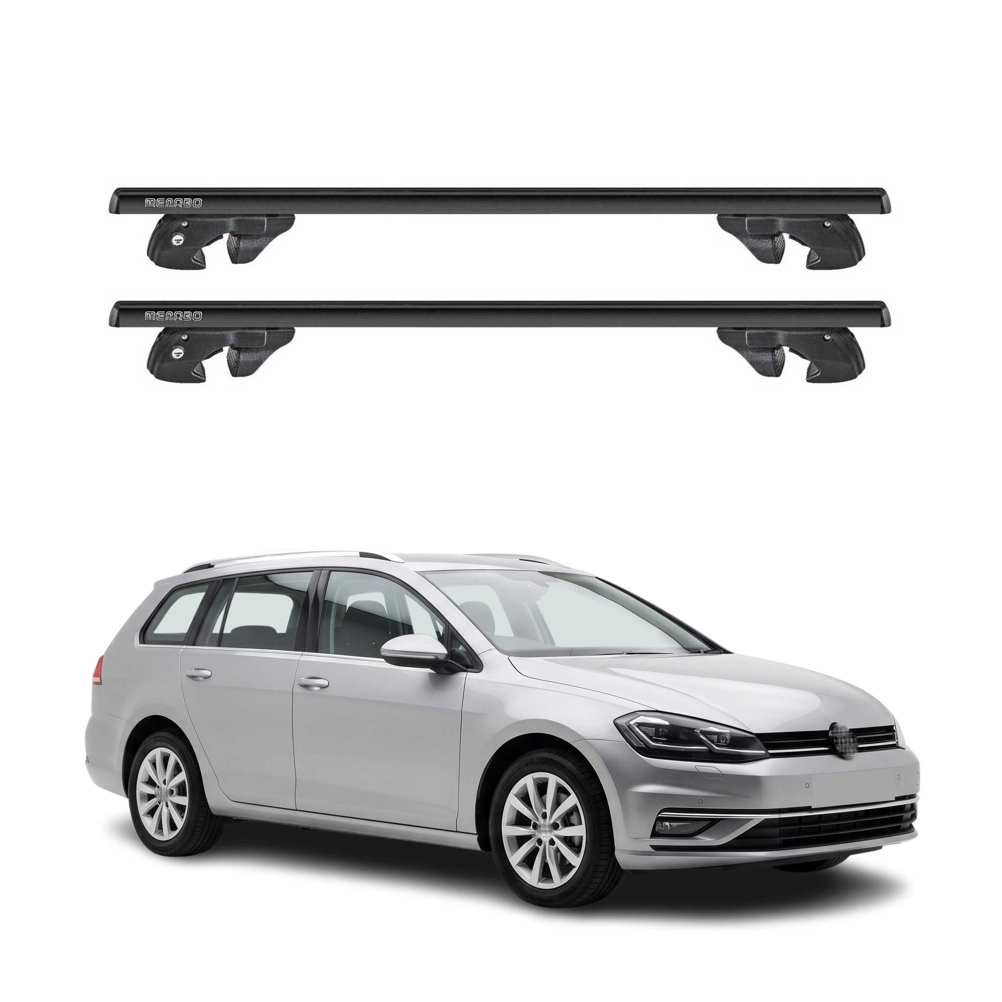 Dachträger Grundtäger für VW Golf mk7 Variant 2012-2019 Alu 90kg TÜV Schwarz 2x