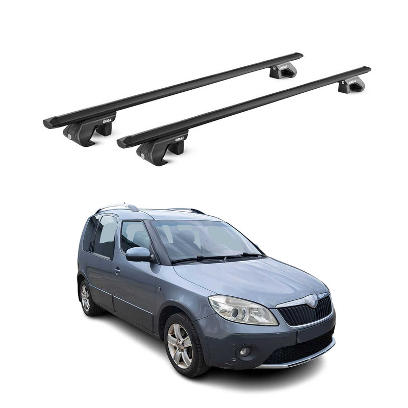 Dachträger Grundtäger für Skoda Roomster 2006-2015 90kg Alu Schwarz 2 tlg ABE