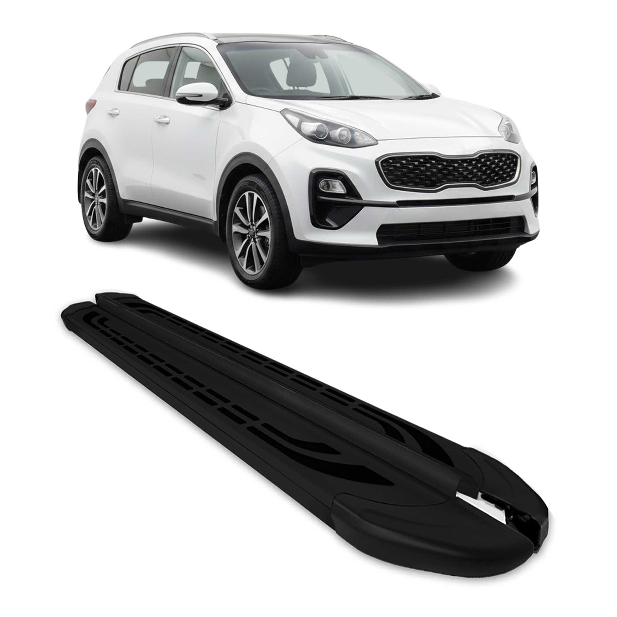 Trittbretter Seitenschweller Seitenbretter für Kia Sportage 2015-21 Alu Schwarz