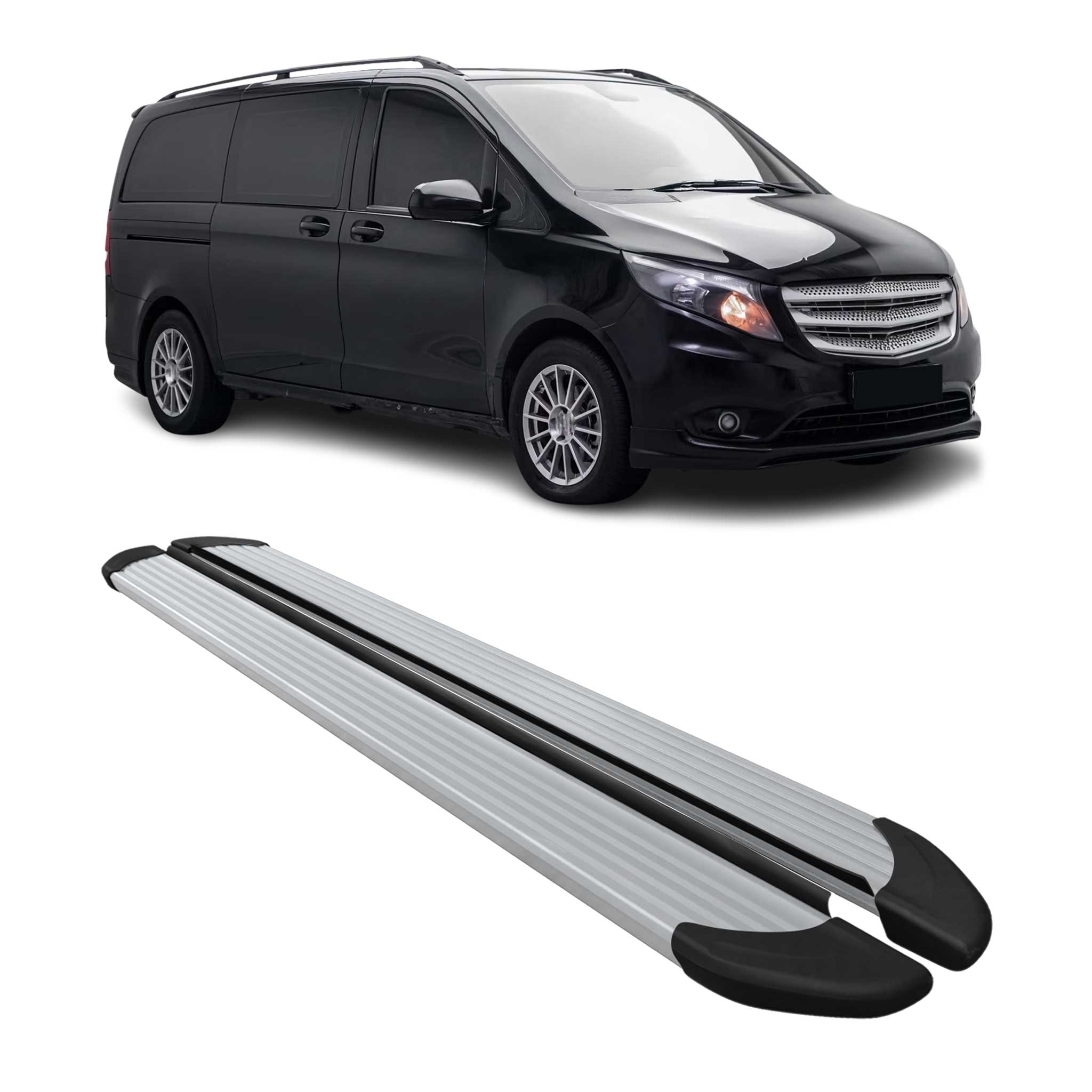 Seitenschweller Trittbretter Schweller für Mercedes Vito W447 2014-26 L1 L2 Alu