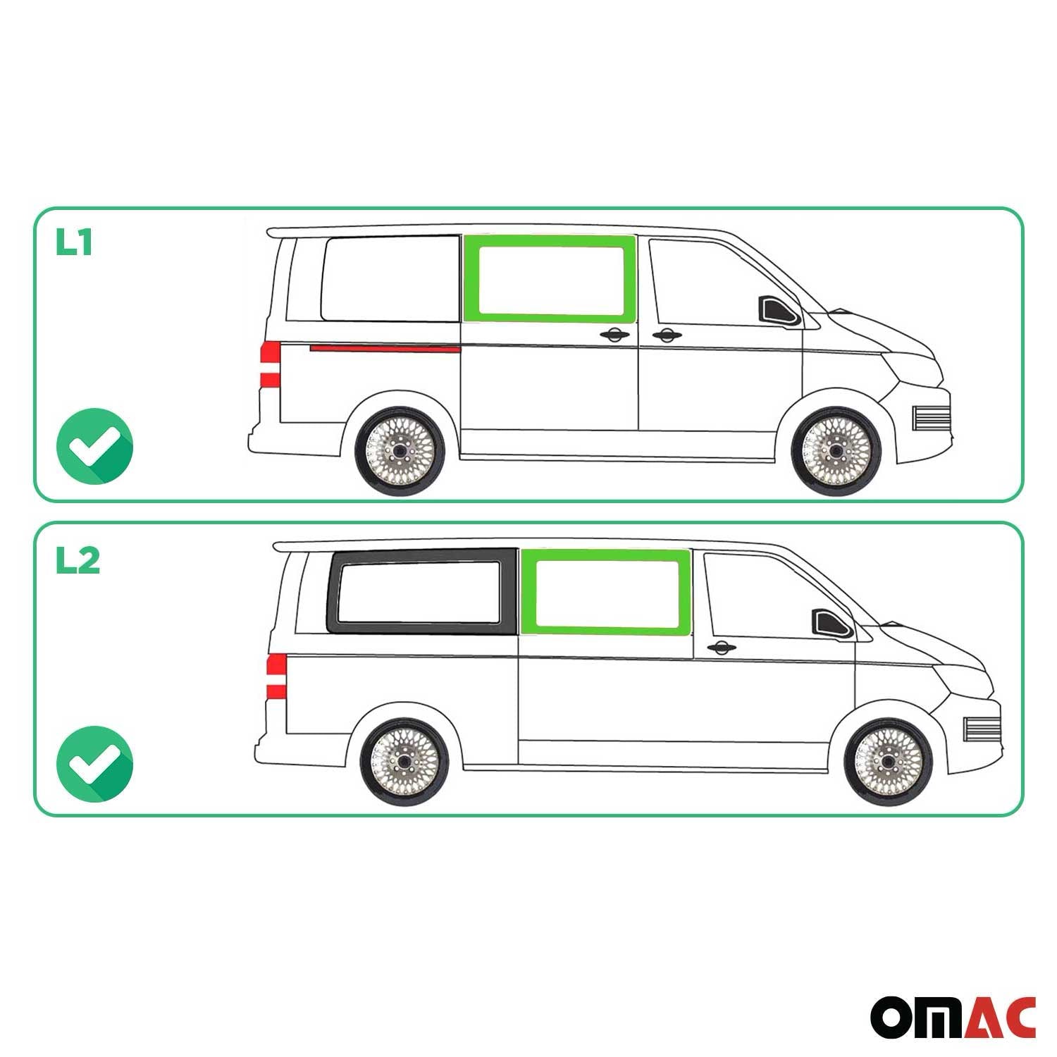 Seitenfenster Auto Seitenscheibe für VW T5 2003-2015 Rechts Schiebetür L1 L2