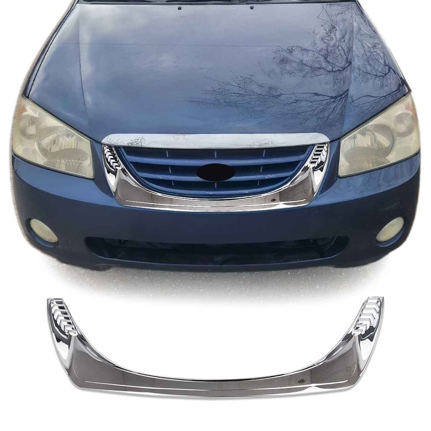 Kühlergrill Leisten Grillleisten für Kia Cerato 2004-2006 ABS Chrome 1tlg