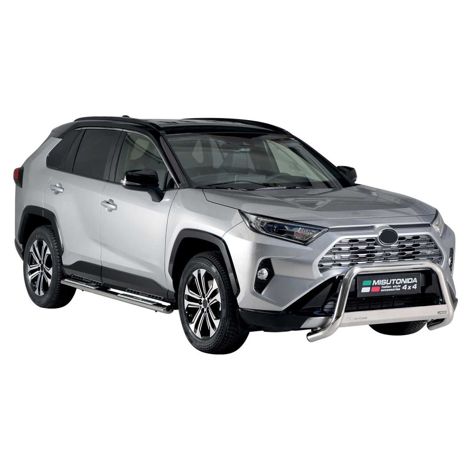 Edelstahl Seitenschweller Schwellerrohre für Toyota RAV4 Hybrid 2019-2025 Silber