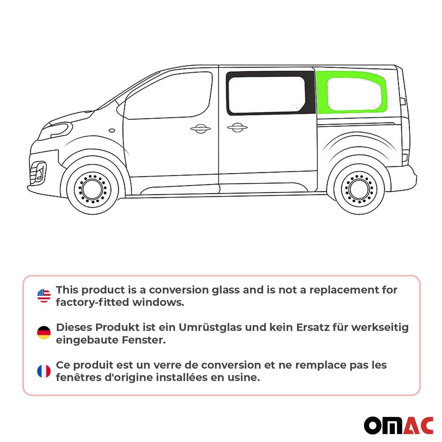 Seitenfenster Sicherheitsglas für Fiat Scudo 2022-2026 Auto Schwarz Links L2