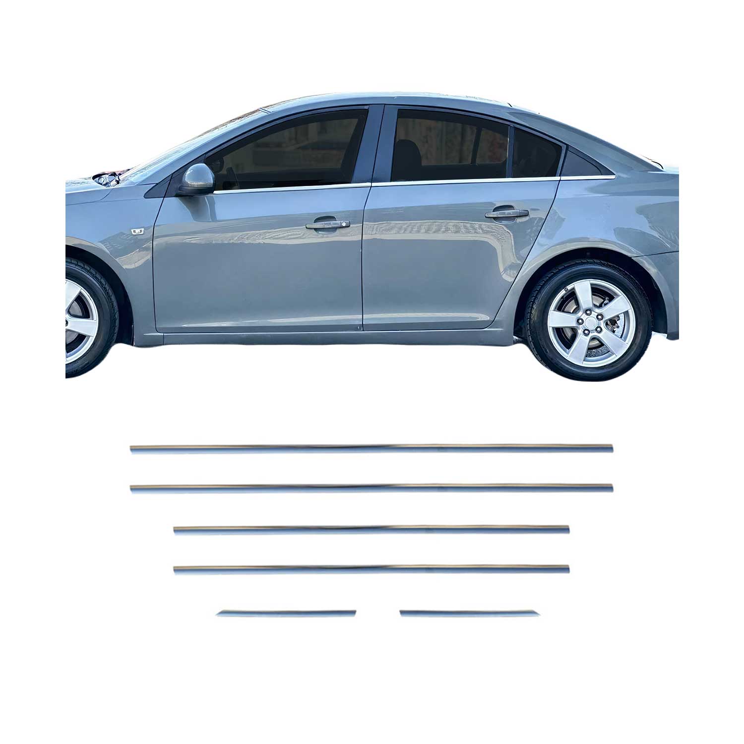 Fensterleisten Zierleisten für Chevrolet Cruze 2009-2024 Limousine Chrom 6tlg