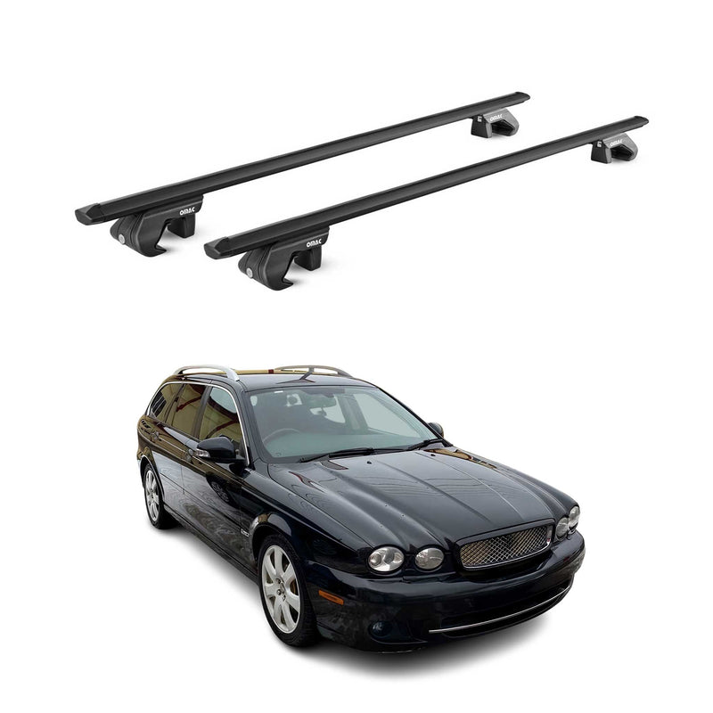 Dachträger Grundtäger für Jaguar X-Type Kombi 2004-2009 90kg Alu Schwarz 2x ABE