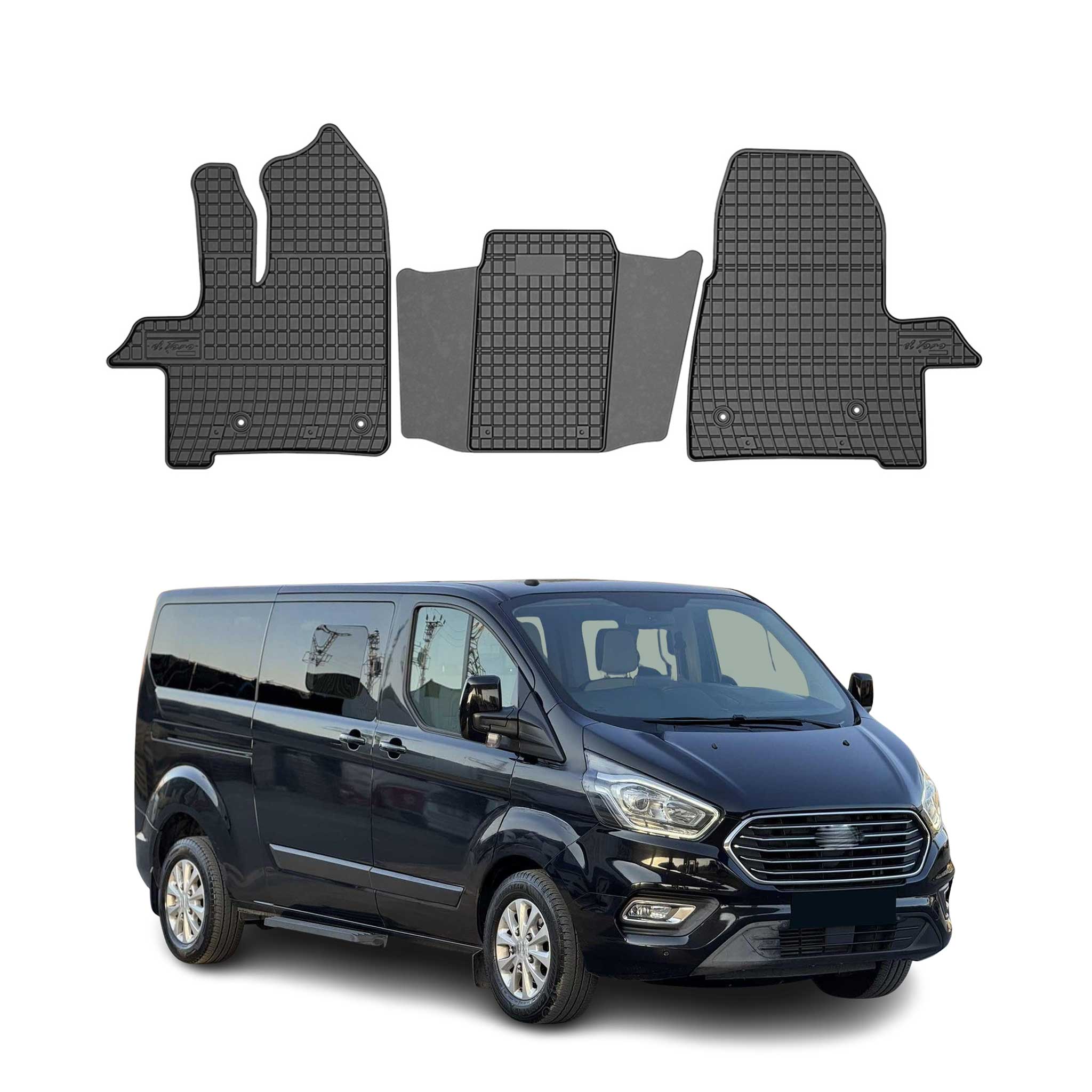 OMAC Gummi Fußmatten für Ford Transit Custom I 2017-2023 Facelift 1. reihe 3tlg