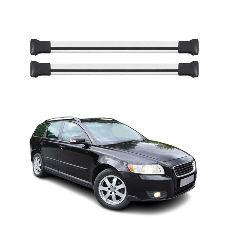 Dachträger Grundtäger für Volvo V50 2004-2012 75kg Aluminium Silber 2 tlg