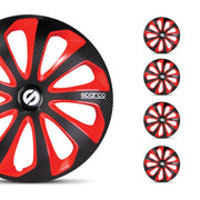 Radkappen Radzierblenden Sparco Sicilia 16" Zoll Abdeckung Schwarz Rot Carbon 4x