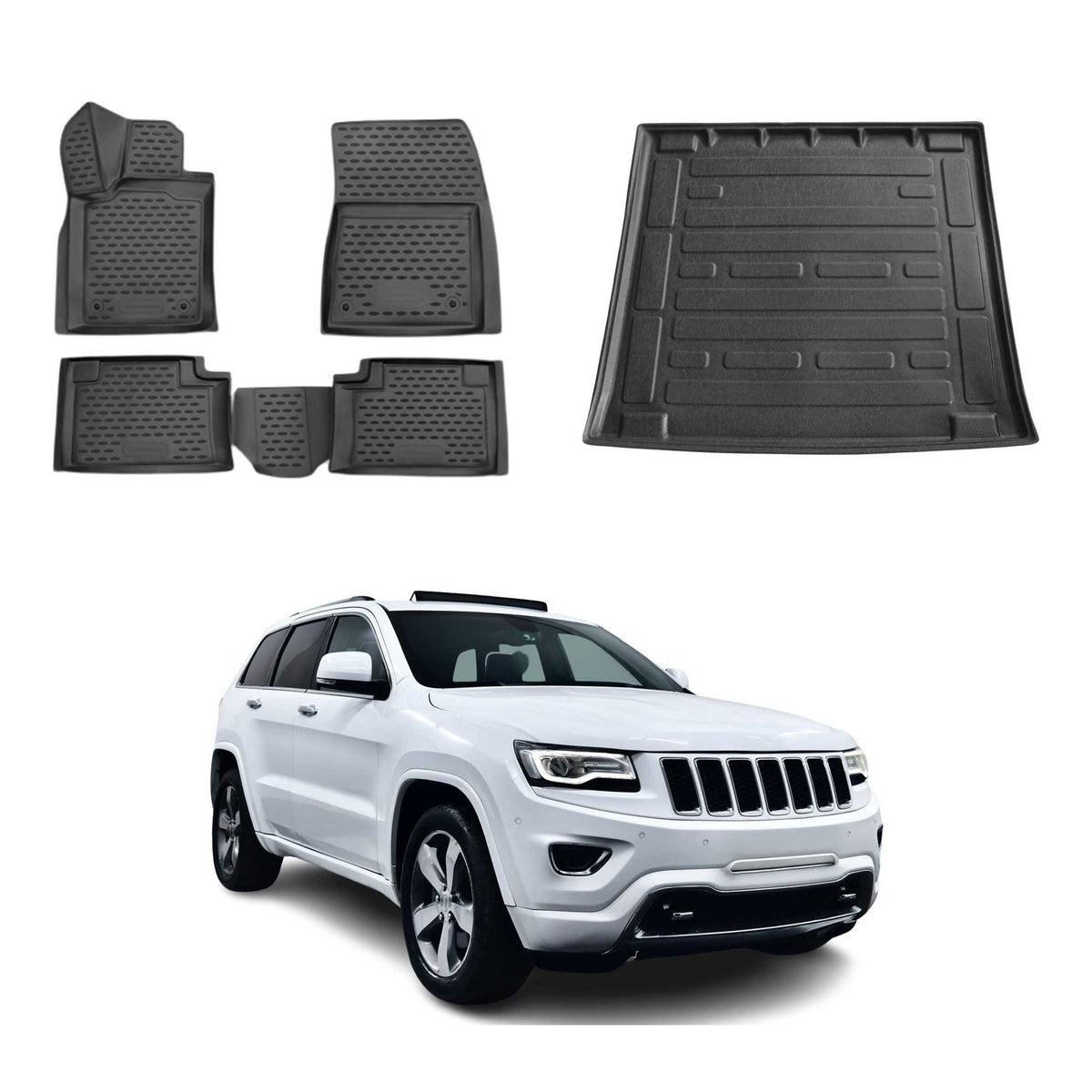 OMAC Fußmatten & Kofferraumwanne Set für Jeep Grand Cherokee 2013-2015