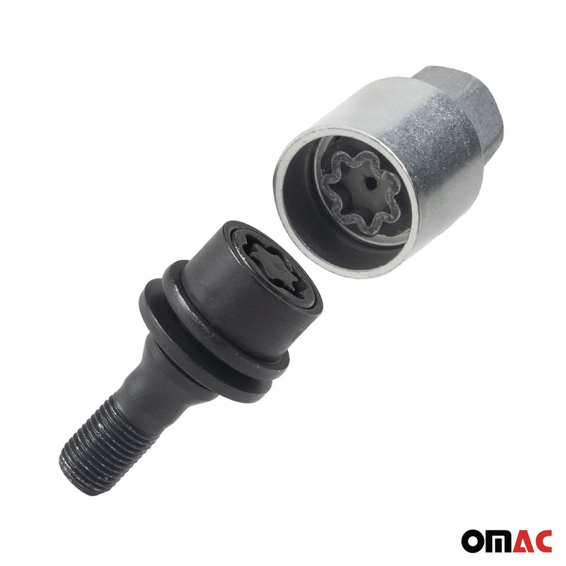 Radschloss Radschrauben Satz für Citroen C5 bis 2002 Schwarz 4tlg M12X1.25