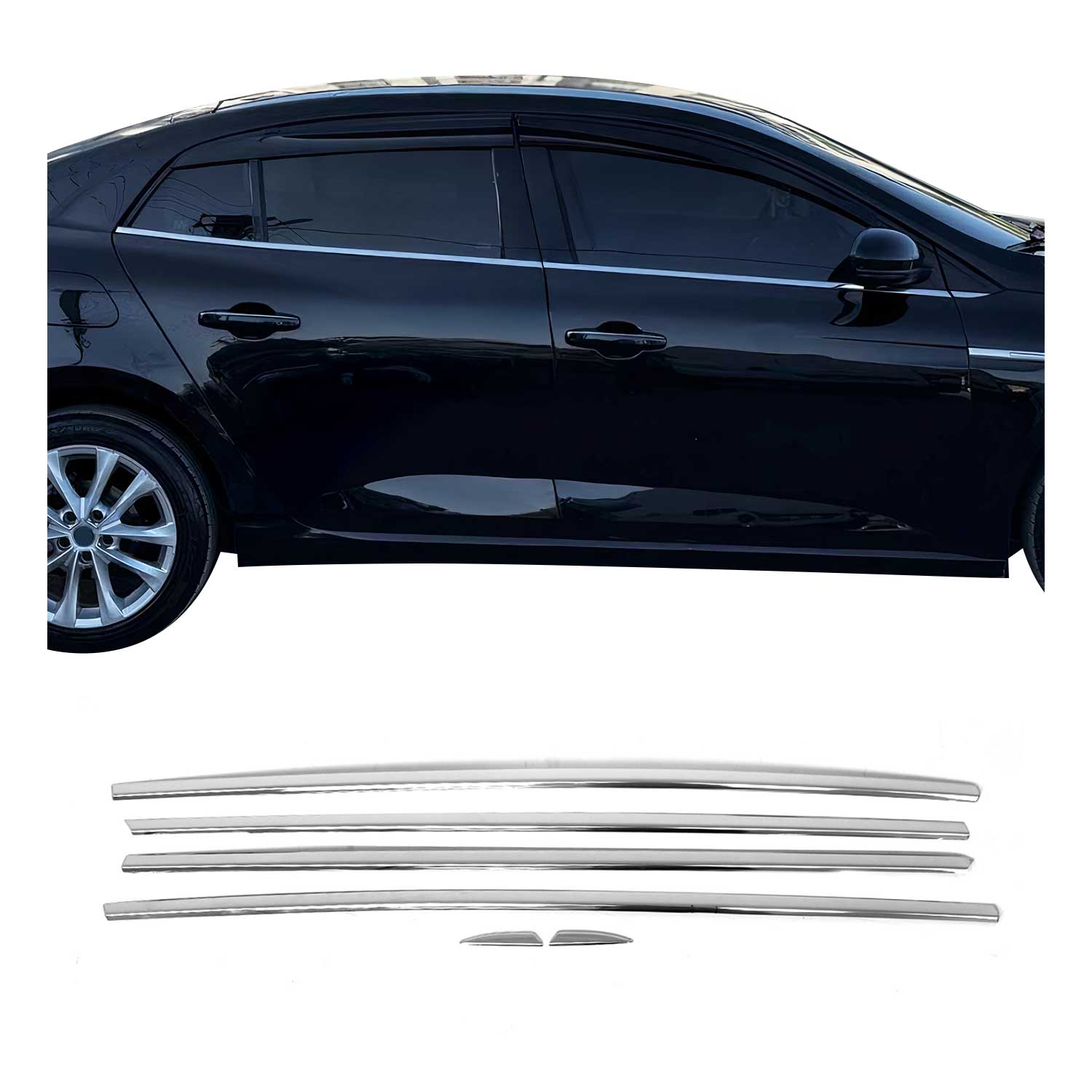 Fensterleisten Zierleisten für Renault Megane 2016-2020 Limo Edelstahl Chrom 6x