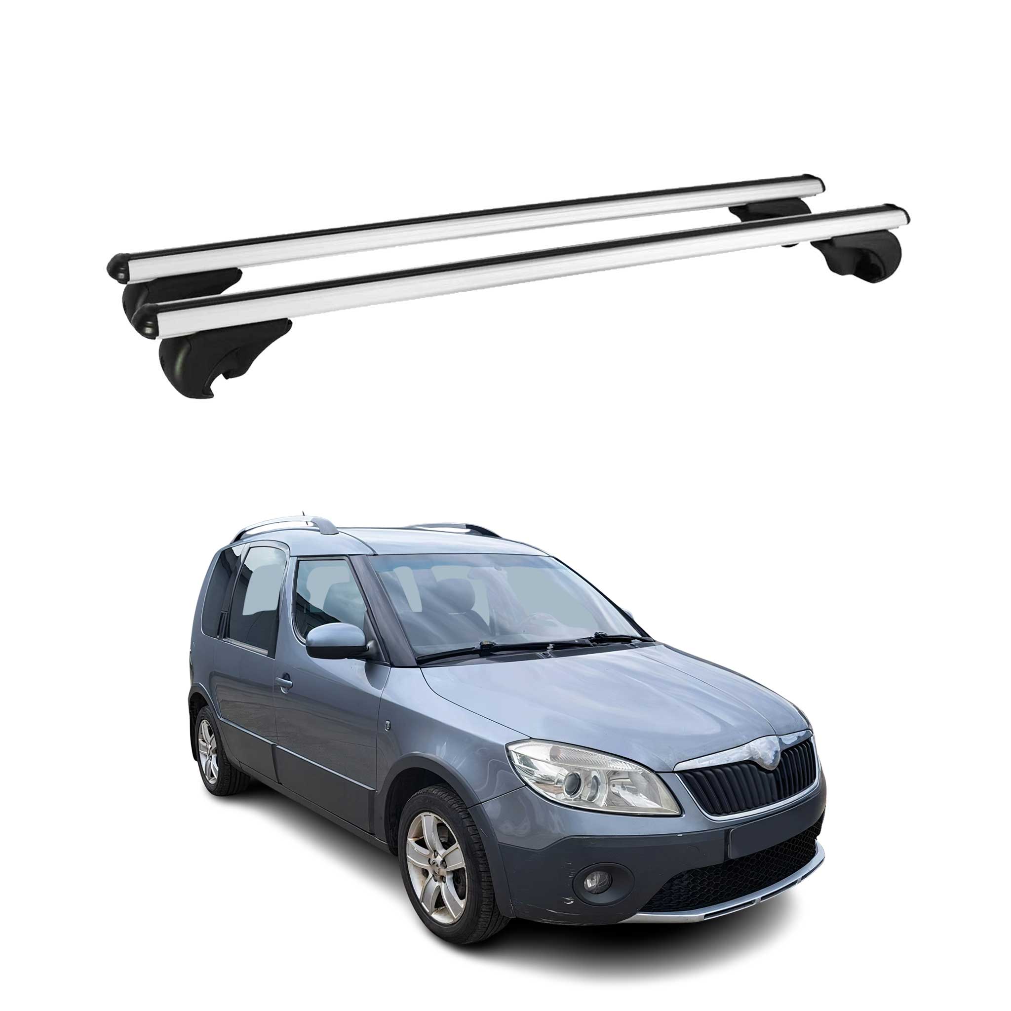 Dachträger Grundtäger für Skoda Roomster Praktik 2007-2015 75kg Alu Silber 2 tlg
