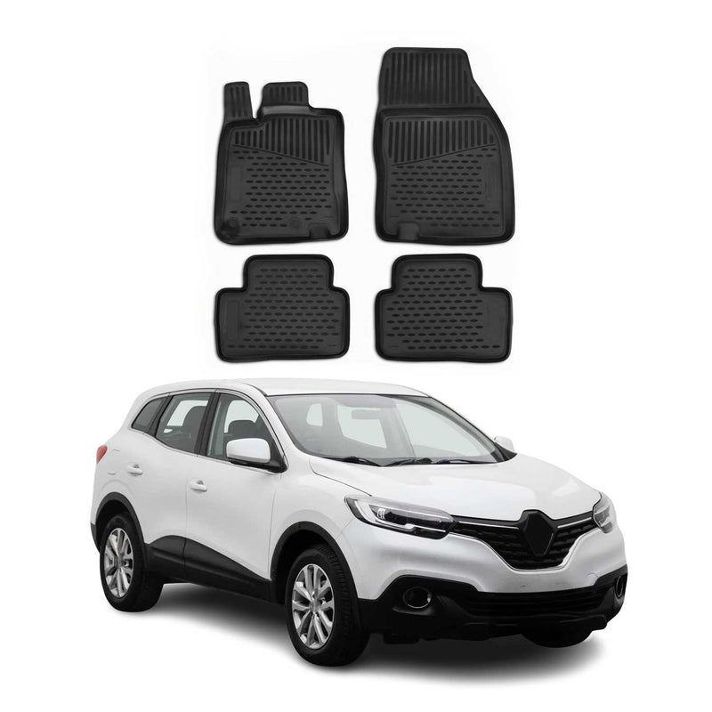 OMAC Gummimatten Fußmatten für Renault Kadjar 2015-2021 TPE Automatte Schwarz 4x
