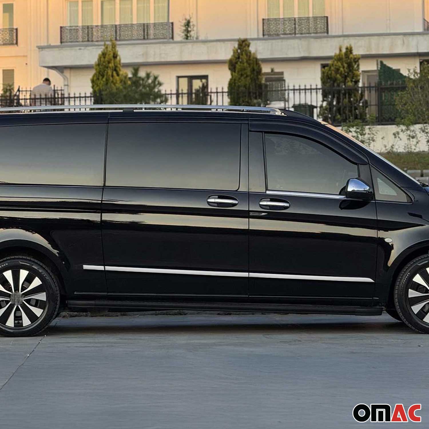 Seitentürleiste Türschutzleiste für Mercedes Vito W447 2014-2026 L3 Langer Chrom