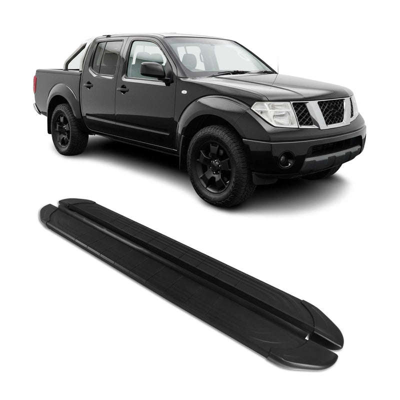 Trittbretter Seitenschutz für Nissan Navara D40 2005-15 DoubleCab Alu Schwarz 2x