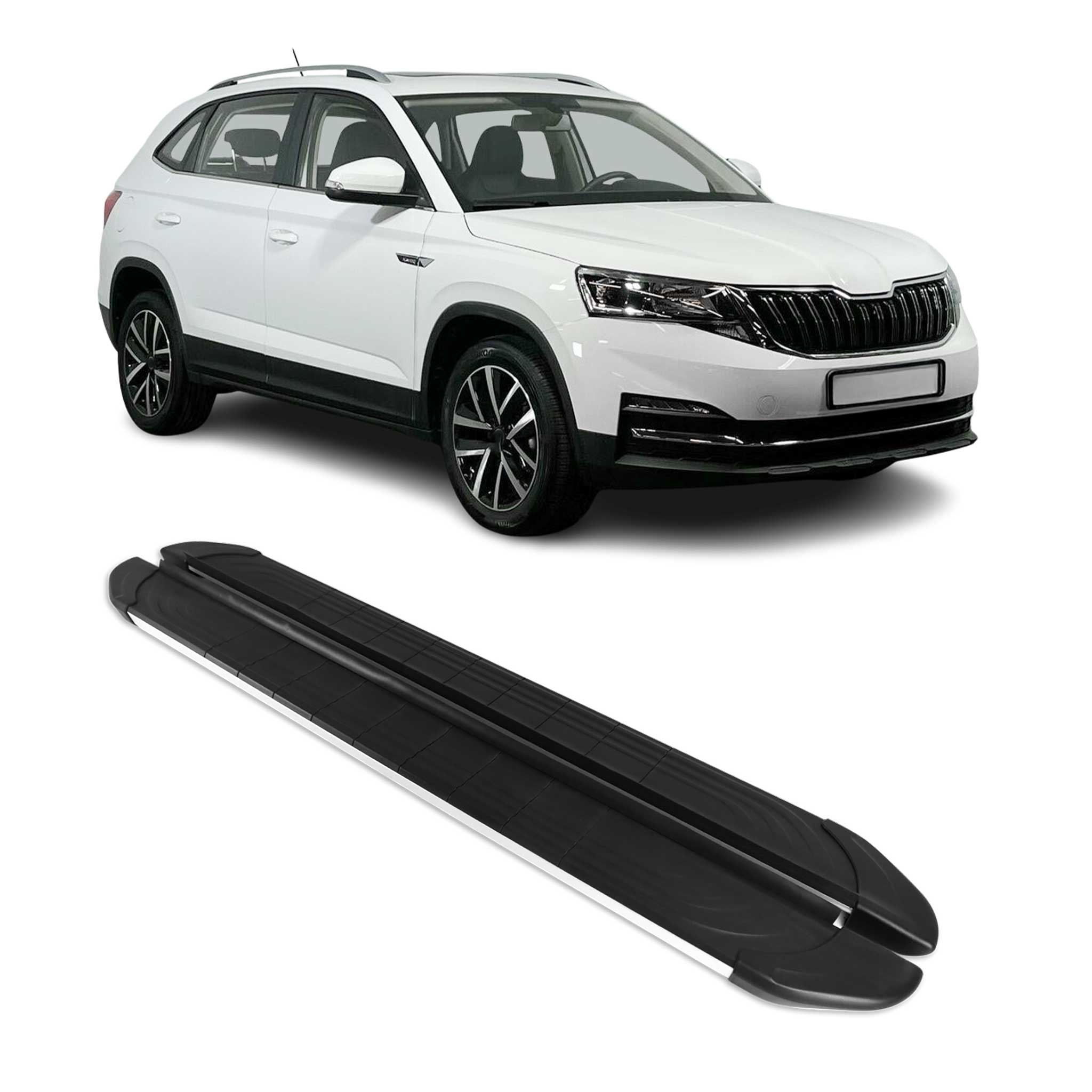 Seitenschweller Trittbretter für Skoda Kamiq 2019-2026 Silber Aluminium 2 tlg