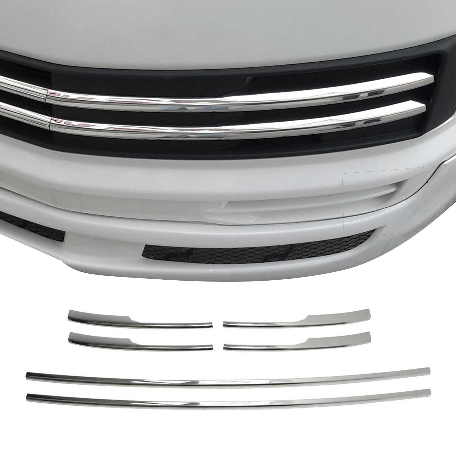 Kühlergrill Leisten Grillleisten für VW T6 Transporter 2015-2019 Untere Chrom 6x