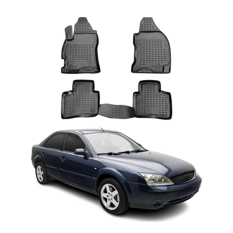 OMAC Gummimatten Fußmatten für Ford Mondeo mk3 2000-2007 Automatten Schwarz 4x