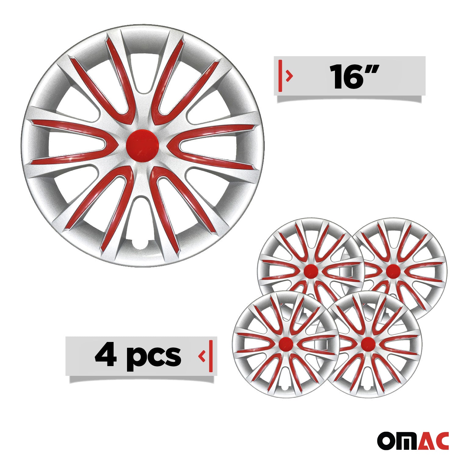 4x Radblenden Radkappen Radzierblenden für 16" Zoll Stahlfelgen Grau Rot