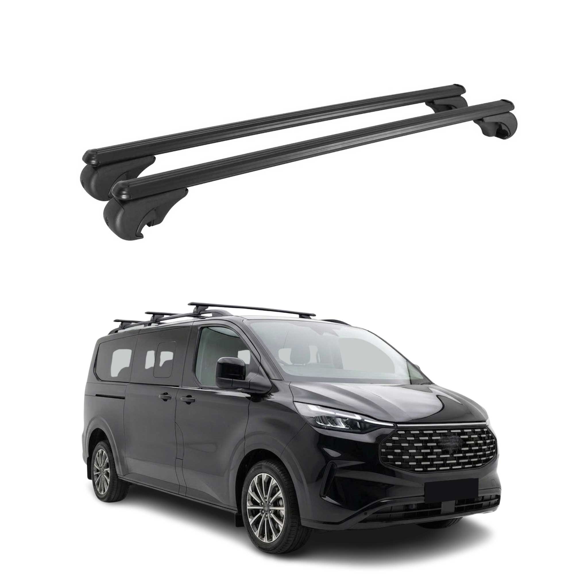 Dachträger Grundträger für Ford Tourneo Custom II 2023-2026 TÜV Alu Schwarz 2x