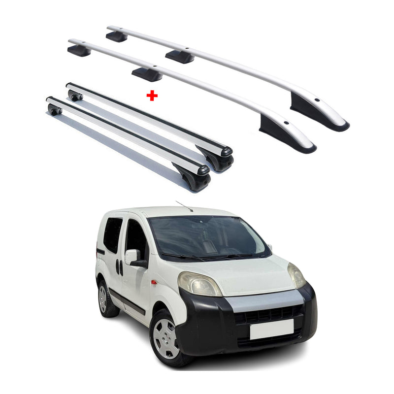 Dachreling + Dachträger für Fiat Fiorino Qubo Nemo Bipper Aluminium Silber 4x