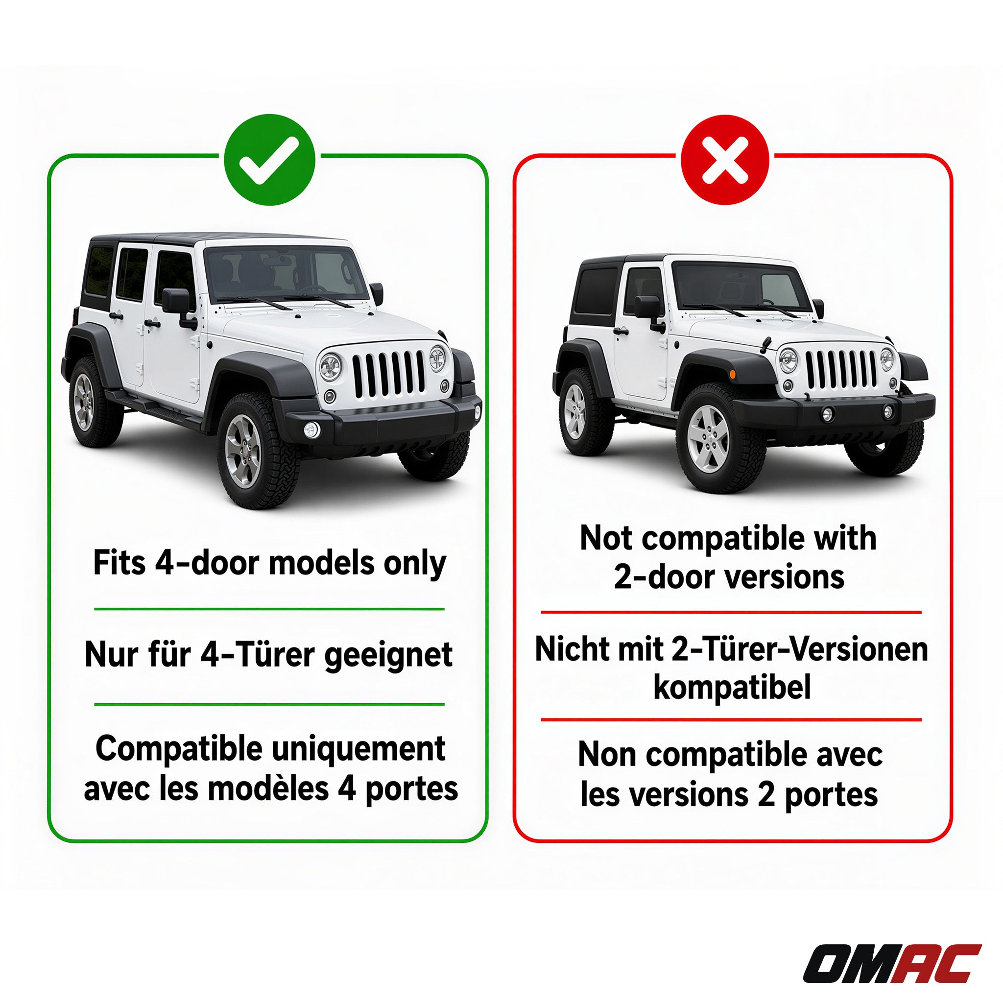 Fußmatten & Kofferraumwanne Set für Jeep Wrangler 2007-2017 Gummi TPE Schwarz 5x