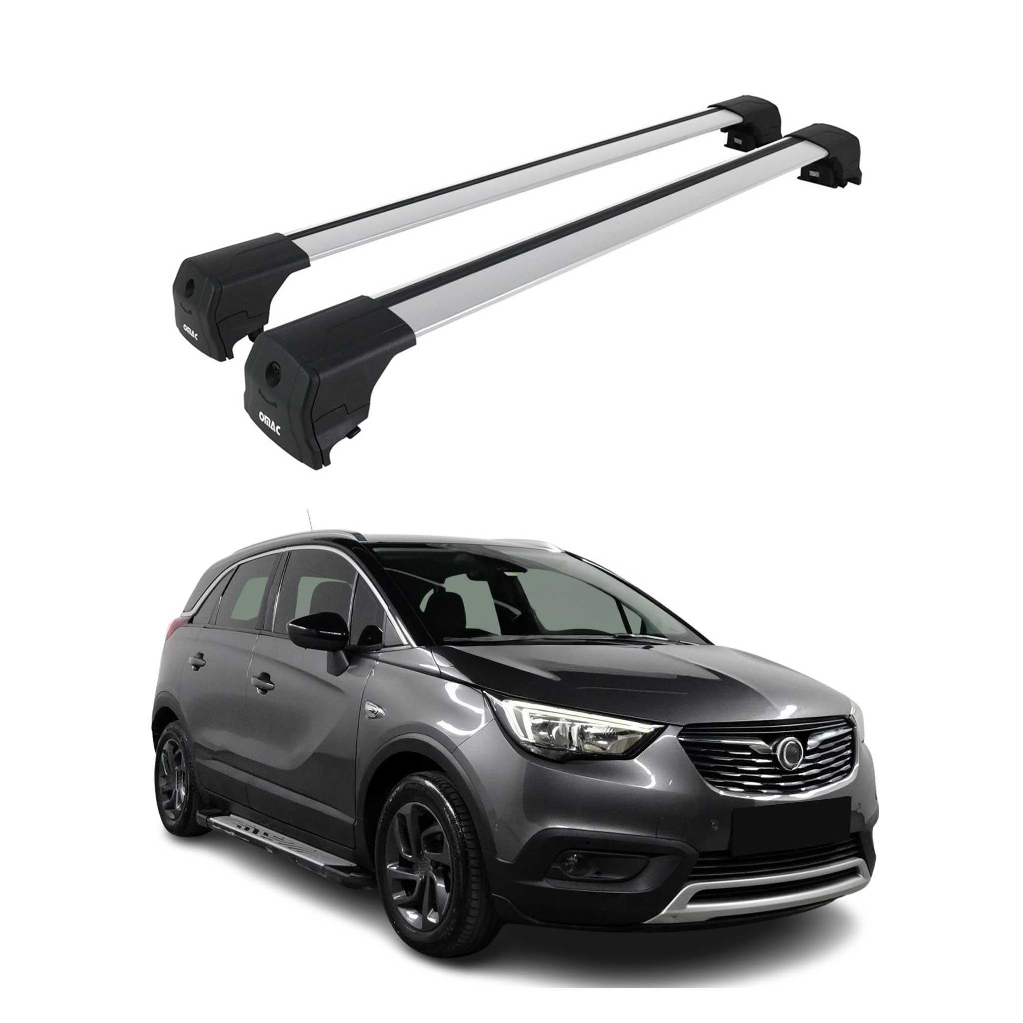 Dachträger Gepäckträger für Opel Crossland X 2017-2024 ABE Aluminium Grau