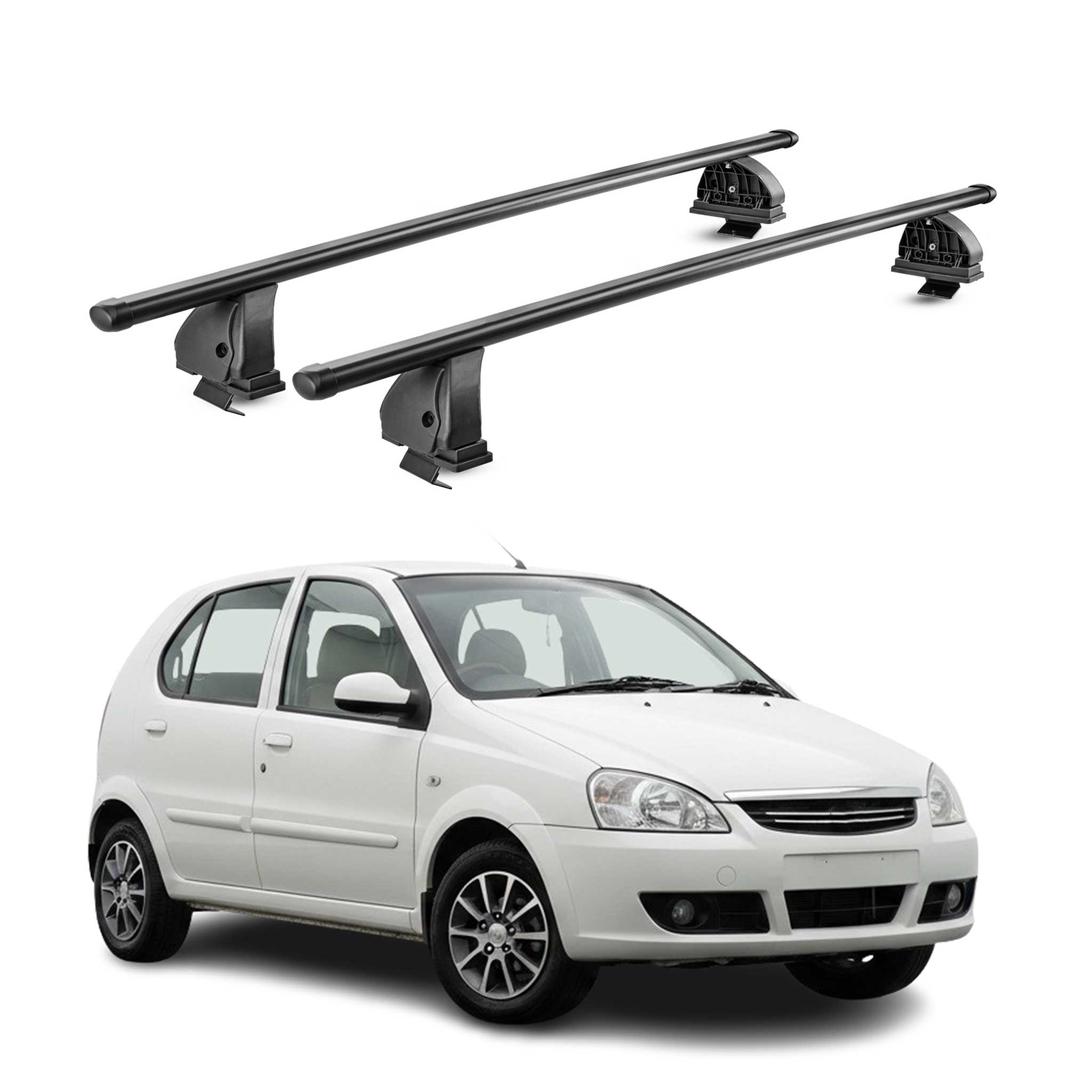 Stahl Dachträger für Tata Indica 2010-2018 TÜV Abschließbar 75 kg 2tlg Schwarz
