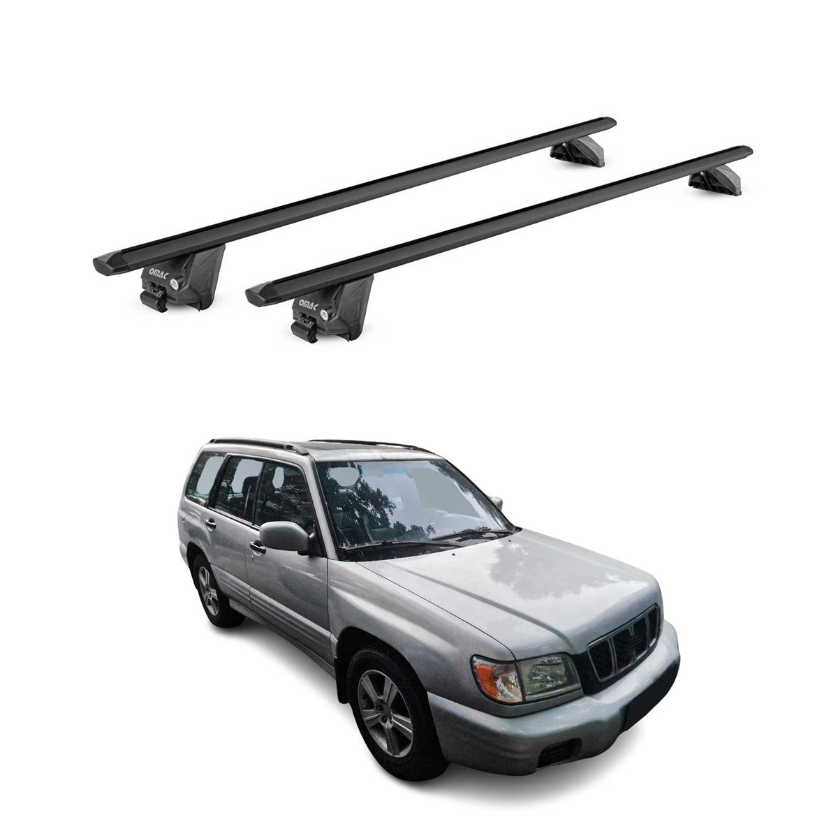 Dachträger Grundtäger für Subaru Forester I 1997-2002 100kg Alu Schwarz 2x ABE