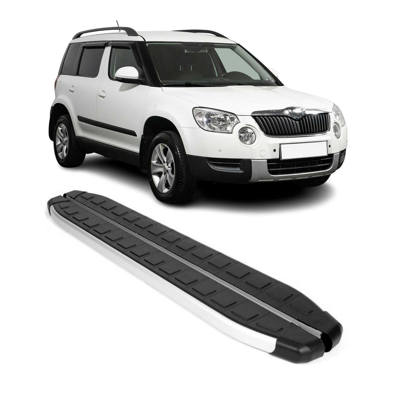 Seitenschweller Seitenbretter Trittbretter für Skoda Yeti 2009-2017 Alu Schwarz