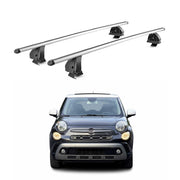 Alu Dachträger für Fiat 500L / 500L Living 2012-2022 TÜV T-Nut 2tlg Silber
