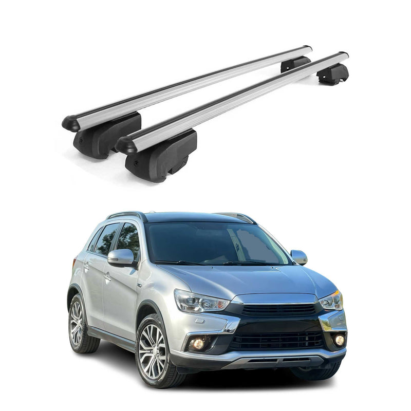 Dachträger Gepäckträger für Mitsubishi ASX 2010-2021 ABE Aluminium Grau 2x