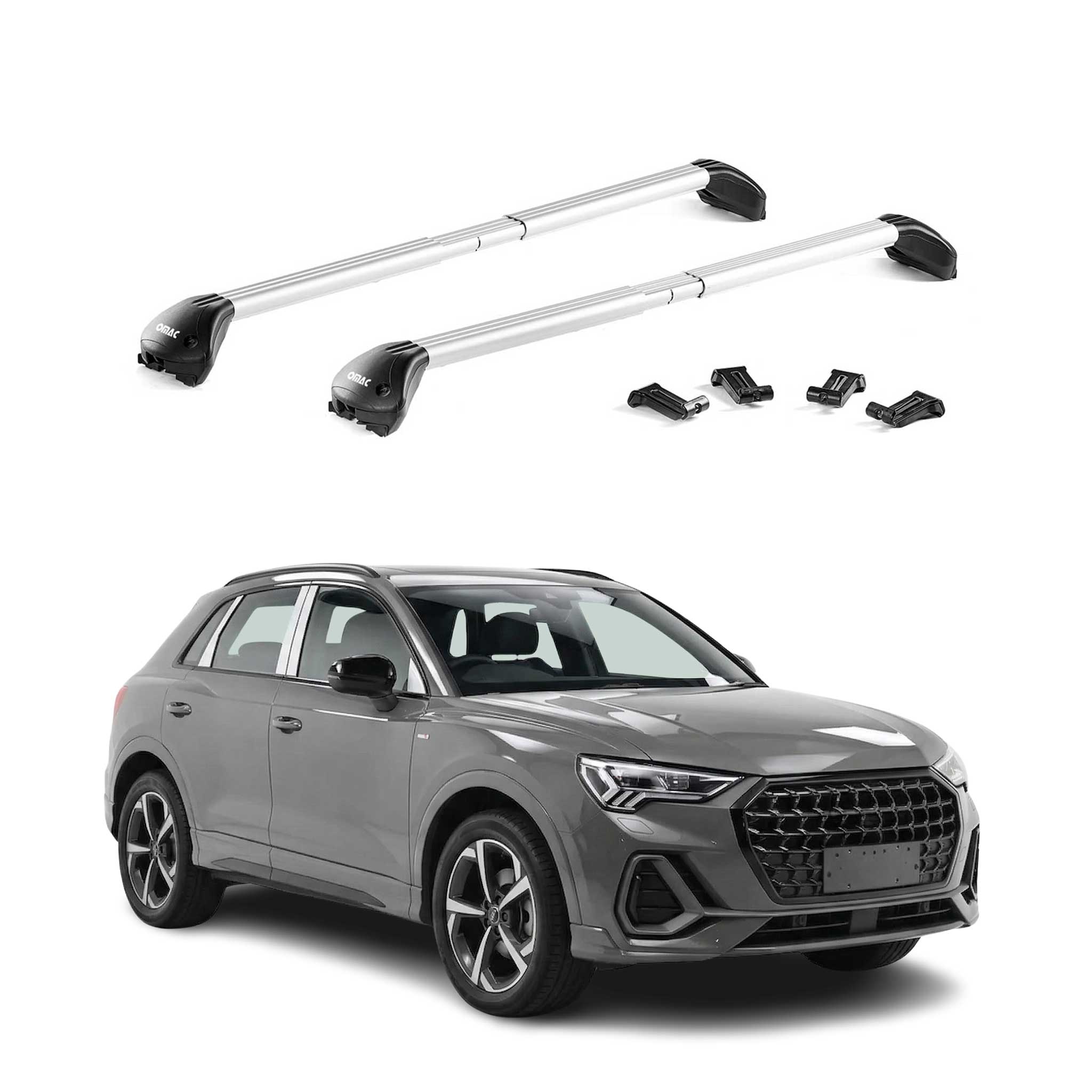 Dachträger Grundtäger für Audi Q3 F3 2018-2025 100kg Aluminium Silber 2 tlg ABE