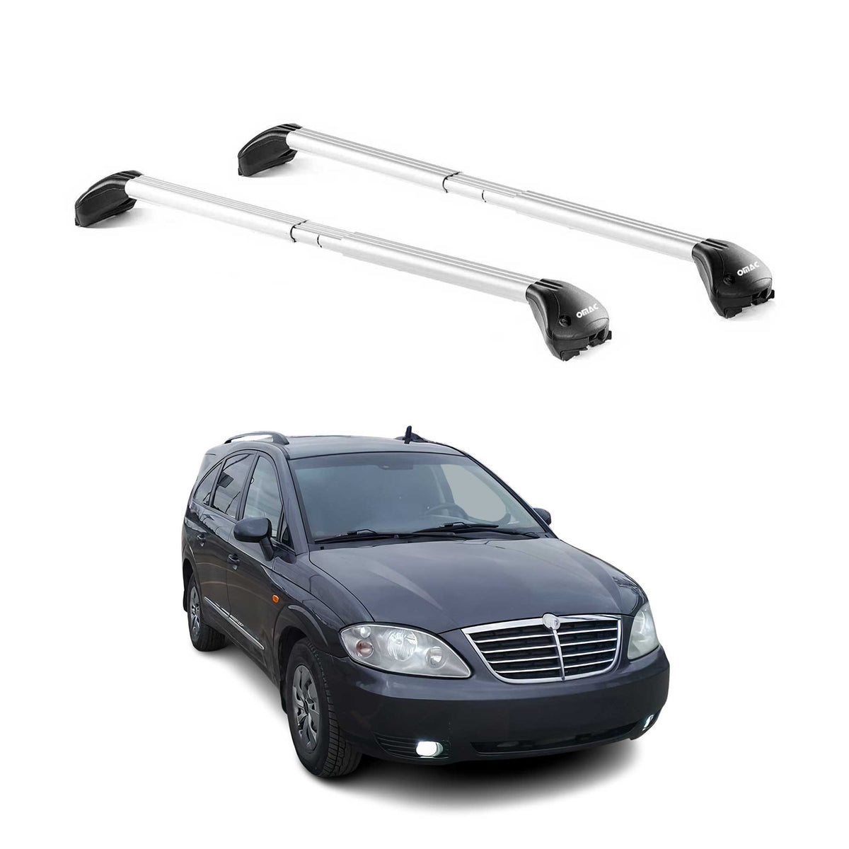 Dachträger Grundtäger für Ssangyong Rodius 2004-2019 5 tür 100kg Alu Grau 2x ABE