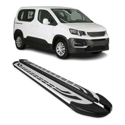 Trittbretter Seitenschweller für Peugeot Rifter 2018-26 Kombi L1 Silber Schwarz