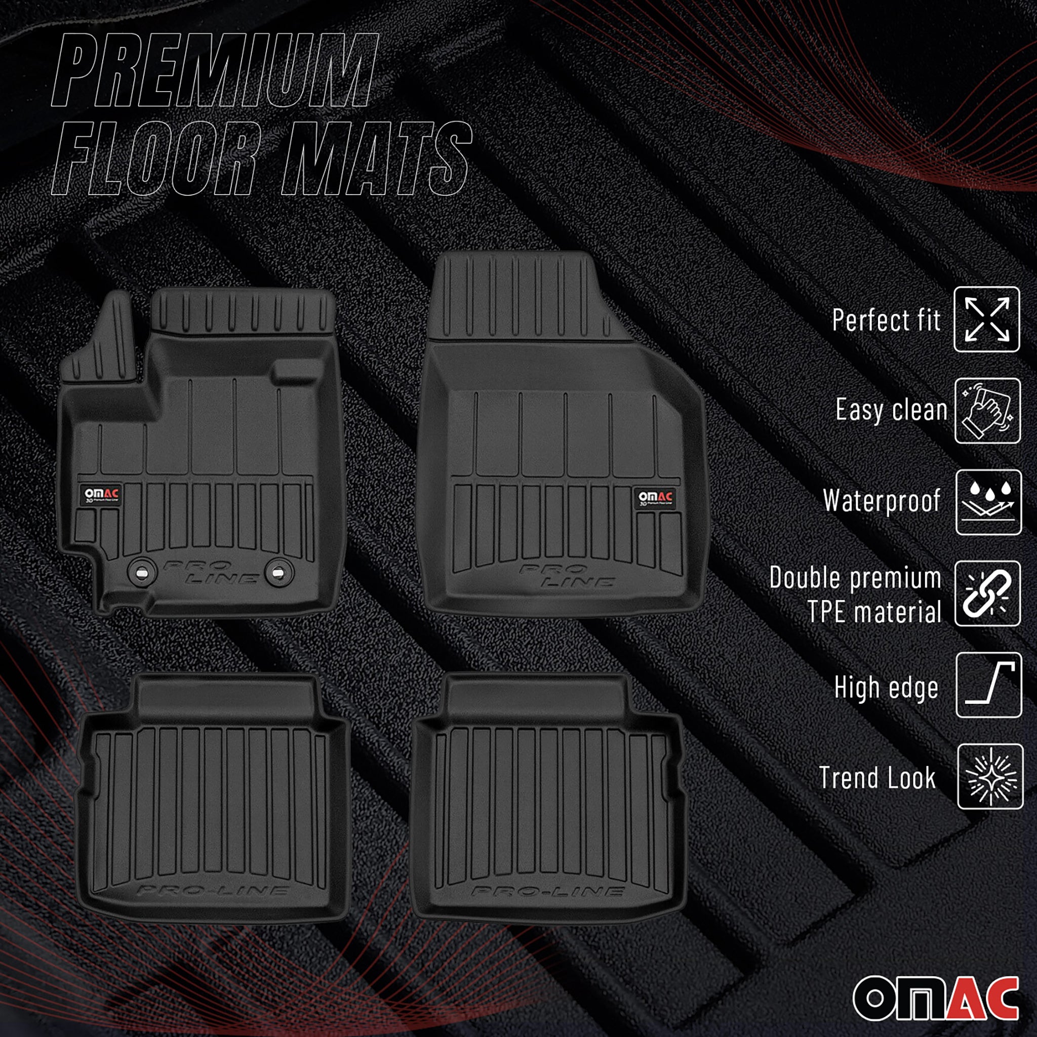 OMAC Gummi Fußmatten für Suzuki Celerio 2014-2019 Premium TPE Automatten 4tlg