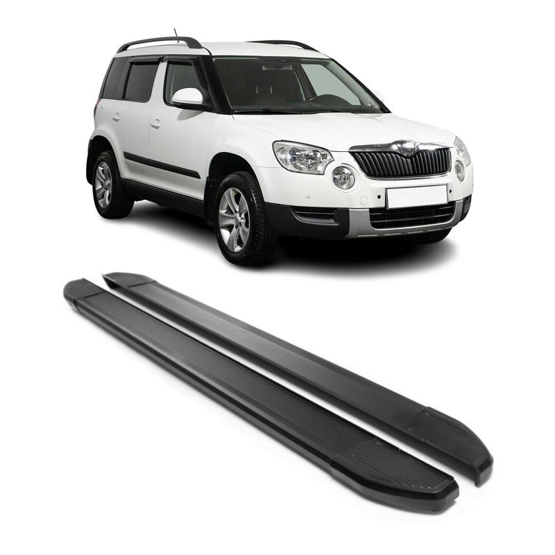 Aluminium Seitenschweller Trittbretter für Skoda Yeti 2009-2017 Schwarz 2tlg