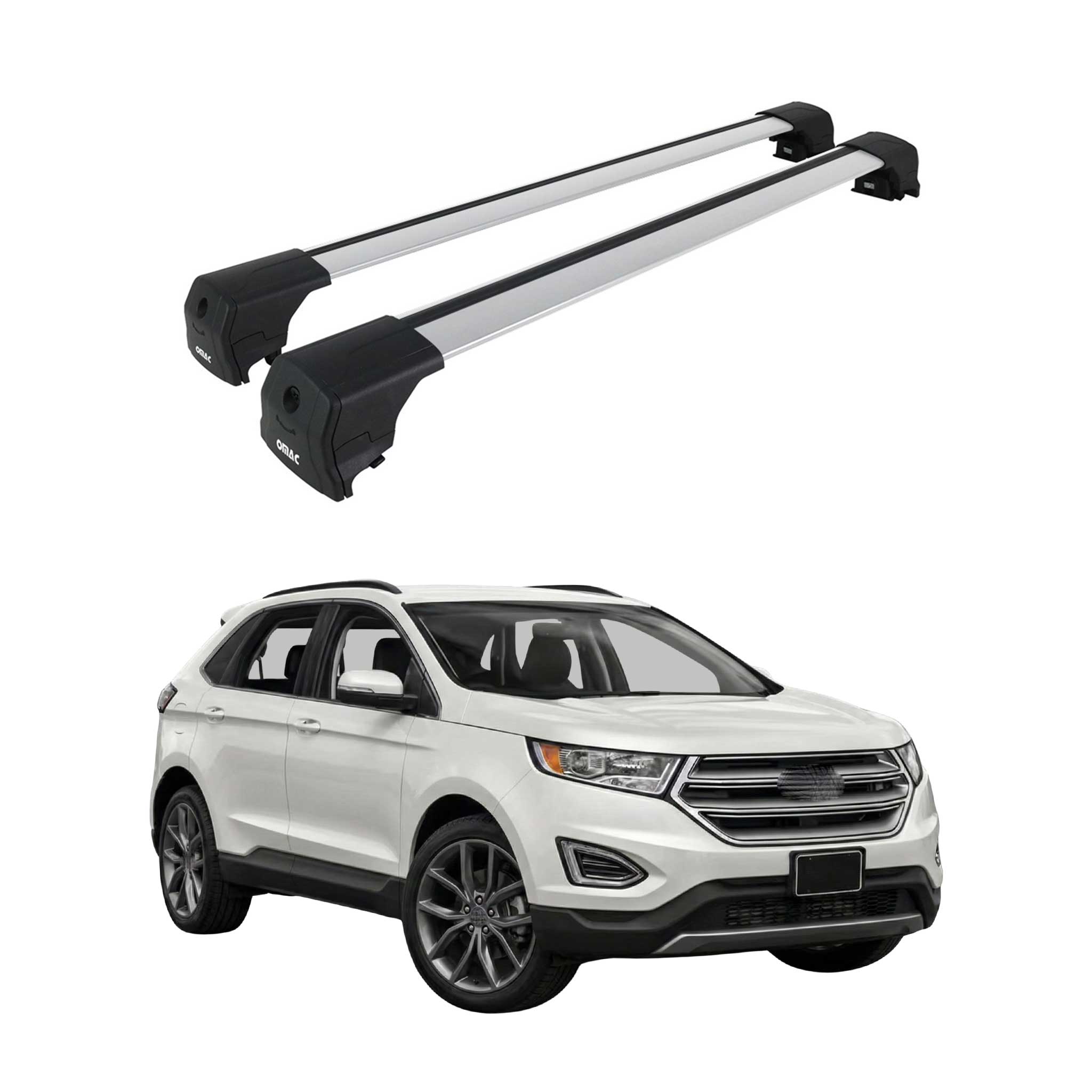 Dachträger Grundtäger für Ford Edge II 2015-2023 75kg Aluminium Silber 2 tlg