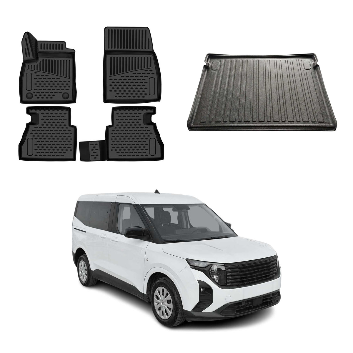OMAC Fußmatten & Kofferraumwanne Set für Ford Tourneo Courier II 2023-2026