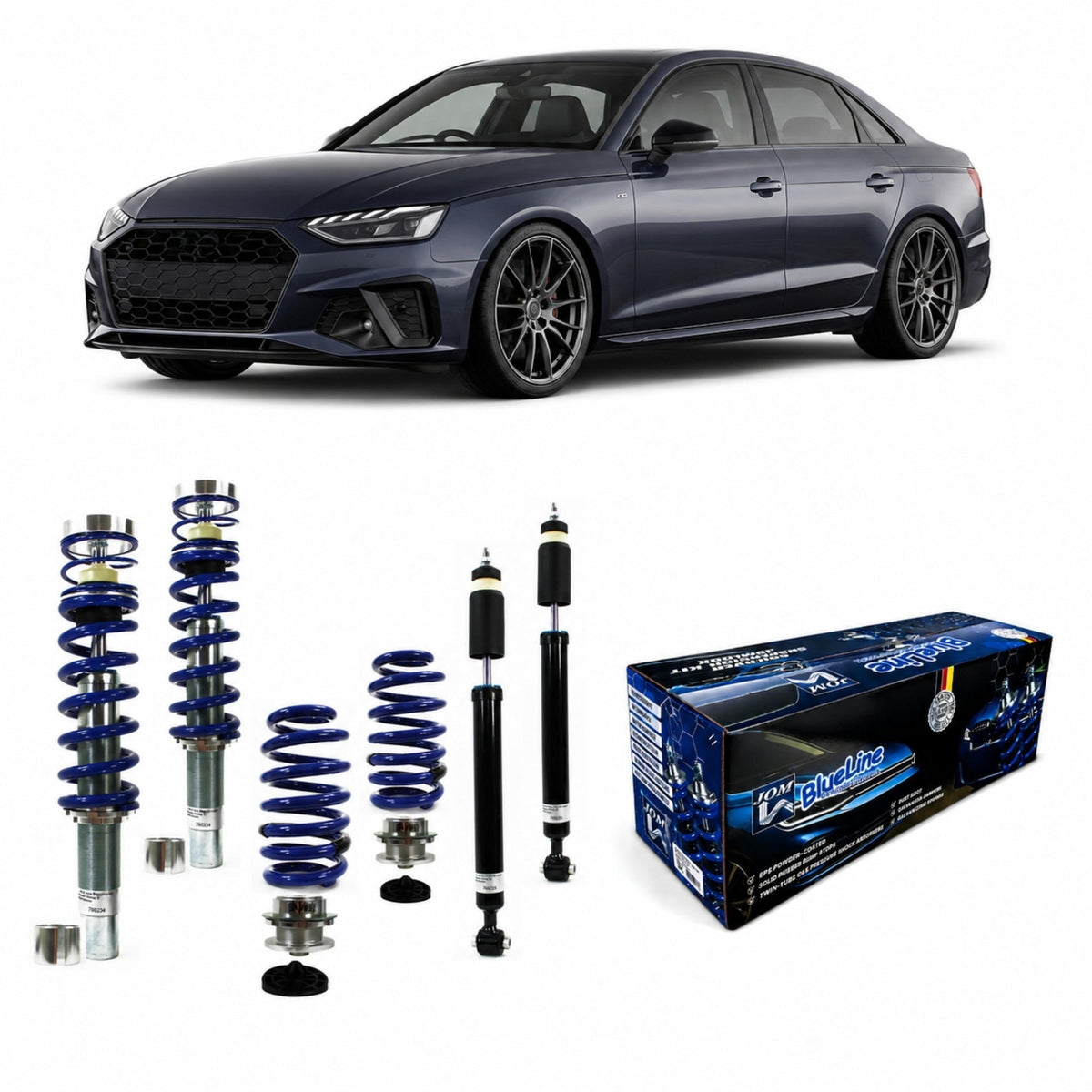 JOM BlueLine Gewindefahrwerk für Audi S4 B9 Limo VA Federbein Ø 48 6/53mm 2015-