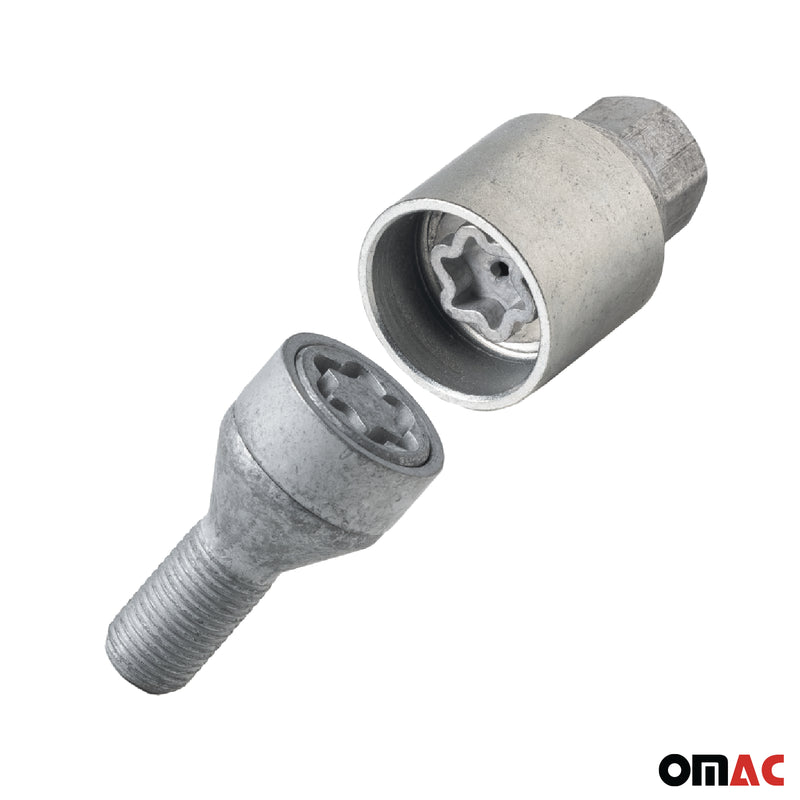 Radschloss Radschrauben Satz für Fiat 600 ab 2023 Felgenschloss Silber M12X1.25