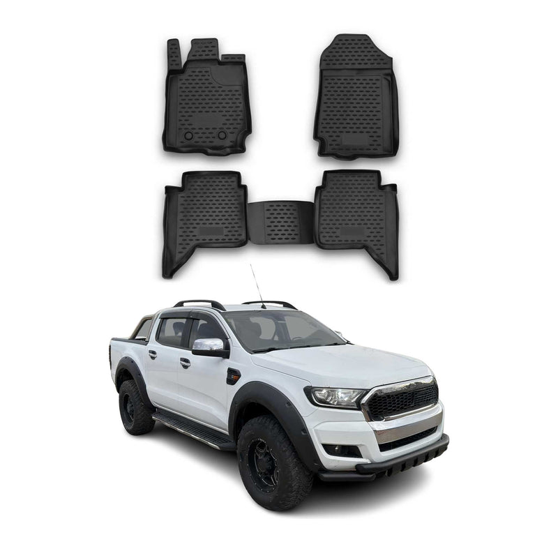 OMAC Gummimatten Fußmatten für Ford Ranger 2012-2022 DoubleCab Schwarz