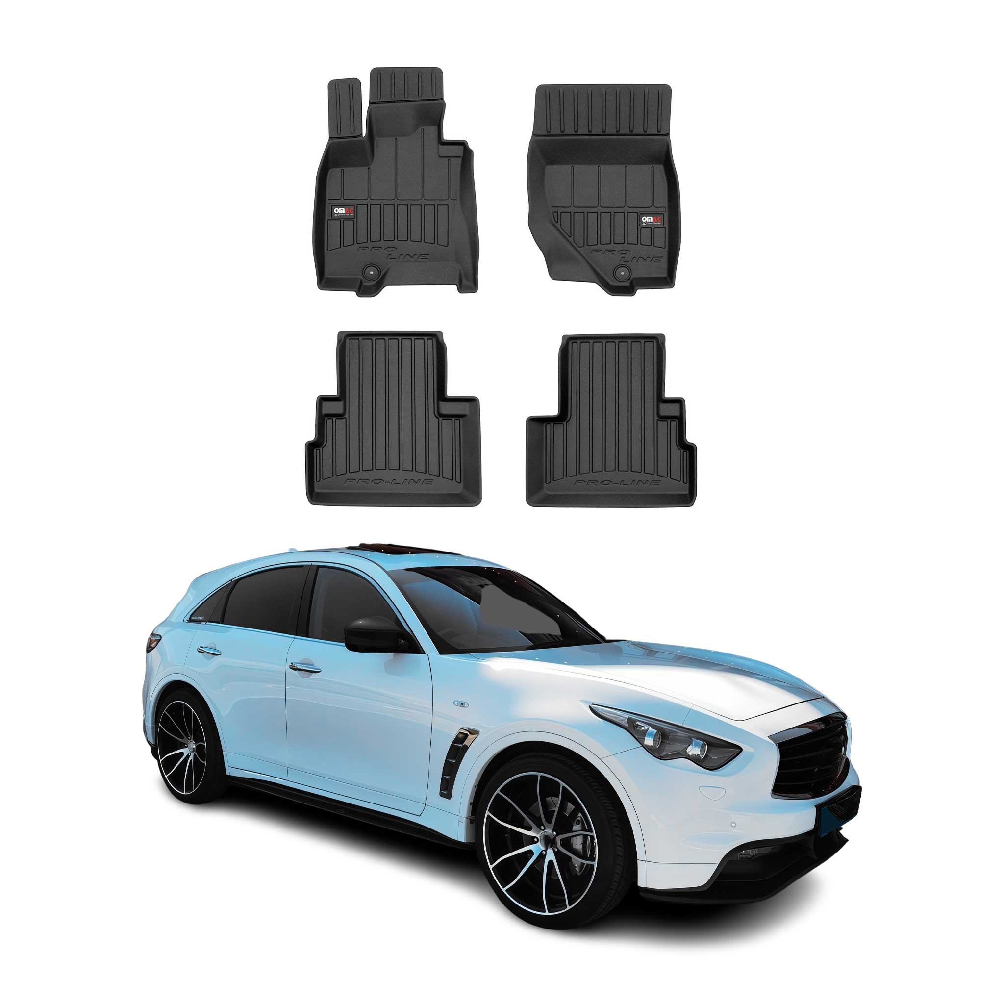OMAC Gummi Fußmatten für Infiniti FX 2009-2013 Premium TPE Automatten Schwarz 4x