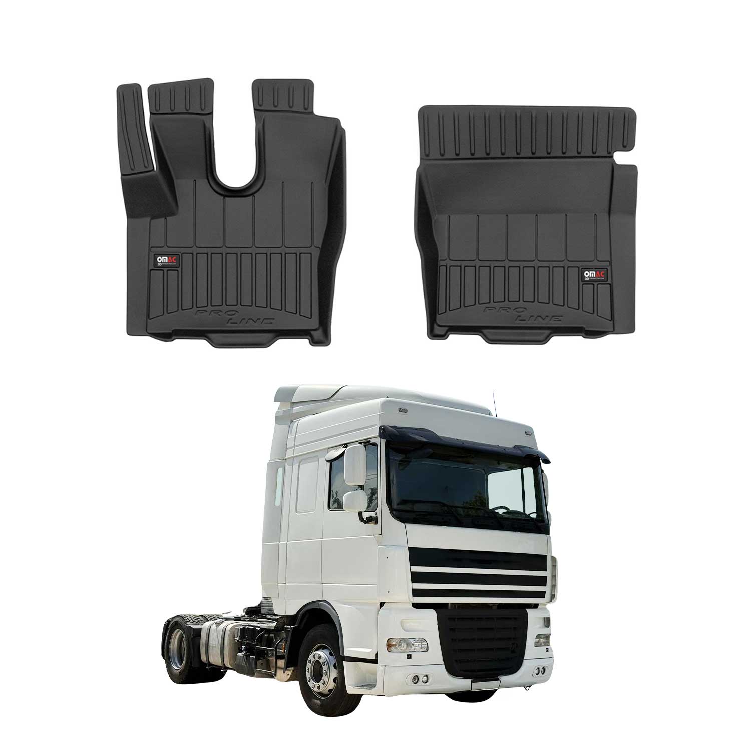 OMAC Gummi Fußmatten für DAF XF 2013-2026 Premium TPE 3D Automatten Schwarz 2x