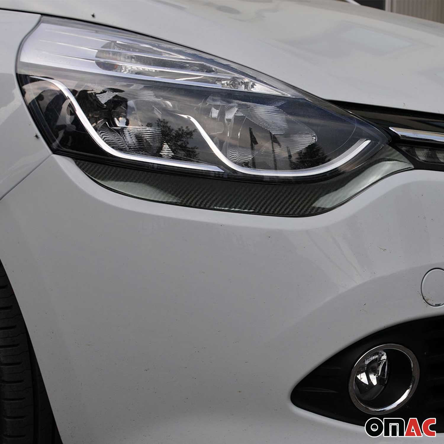 Scheinwerfer Leisten Scheinwerferblende für Renault Clio 2012-16 Echt Carbon 2x
