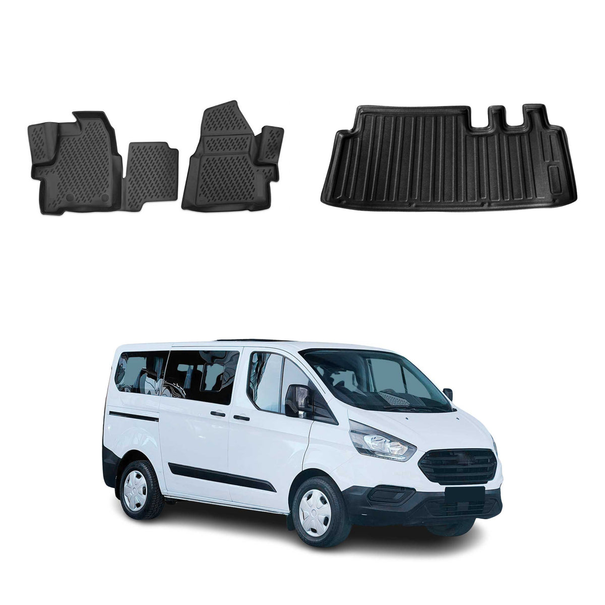 Fußmatten & Kofferraumwanne Set für Ford Tourneo Custom 2013-2024 L2 Langer
