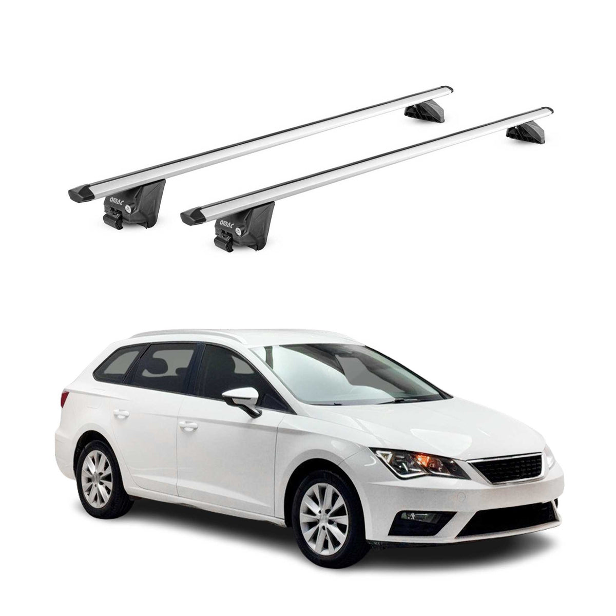 Dachträger Grundtäger für Seat Leon Kombi 2014-2026 100kg Alu Silber 2tlg ABE